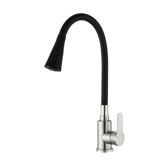 Смеситель для кухни Mixxus DAX-011 REFL.Black с силиконовым изливом (MI6559)