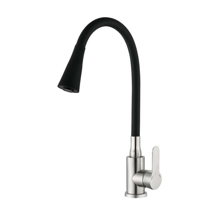 Смеситель для кухни Mixxus DAX-011 REFL.Black с силиконовым изливом (MI6559)