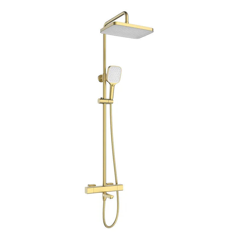Душова колона Mixxus Premium VIRGO 009-J BRUSHED GOLD з термостатичним змішувачем, 3 функції (MI6649)