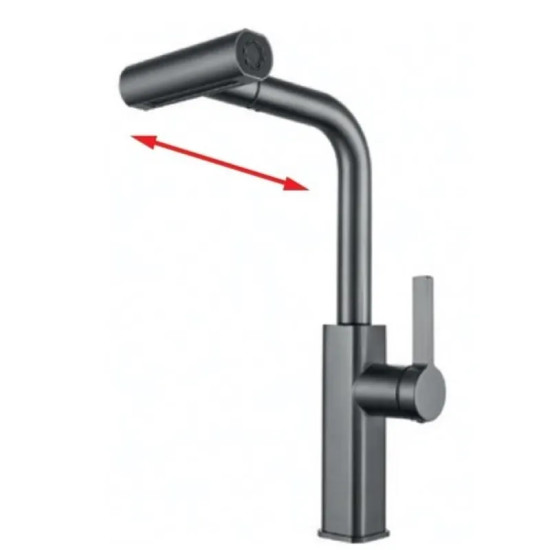 Смеситель для кухни Mixxus MOZ-014 Graphite с выдвижной лейкой (4 реж.) из нерж.ст. (MI6340)