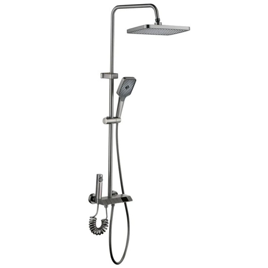 Душевая колонна со смесителем Mixxus Premium NEPTUNE 009-J GRAPHITE с кнопкой переключения, 4 режима (MI6833)