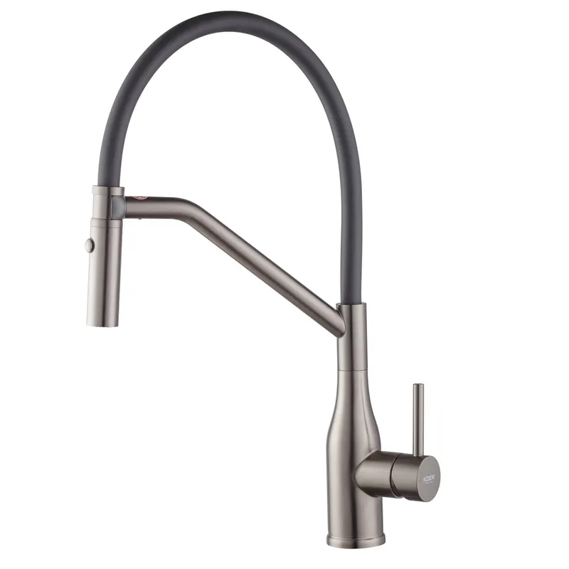 Смеситель для кухни Koer KI-70026-07 с черным силиконовым изливом (KR5211)