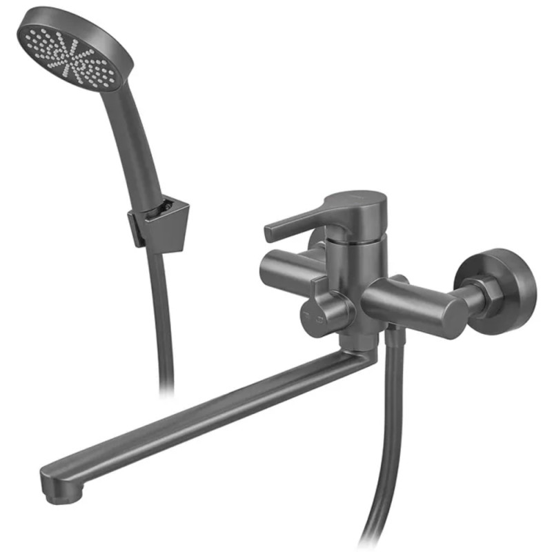 Змішувач для ванни ZERIX REX-006 (EURO) GRAPHITE з нерж. сталі (Колір графіт) (ZX6120)