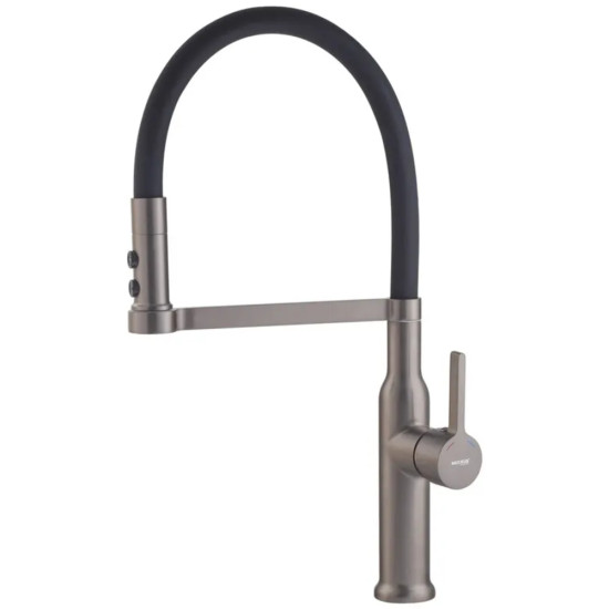 Змішувач для кухні MIXXUS PREMIUM PULL 017 GRAPHITE REFL.BLACK (Колір графіт + силік. вилив чорний) (MI8278)