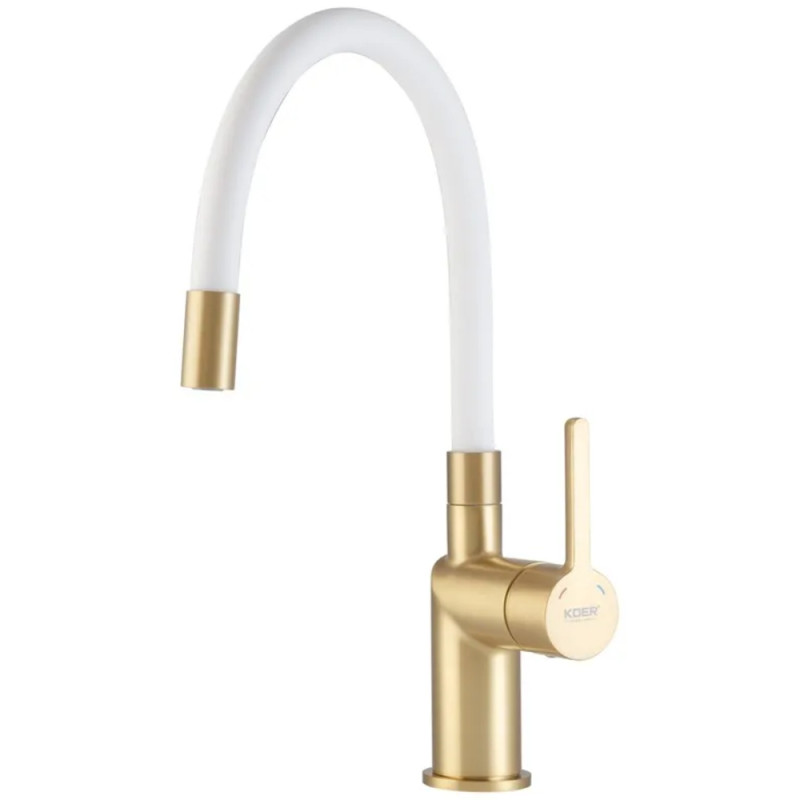 Смеситель для кухни Koer KB-70029-12 (Цвет матовое золото+сил.излив белый) (KR5958)