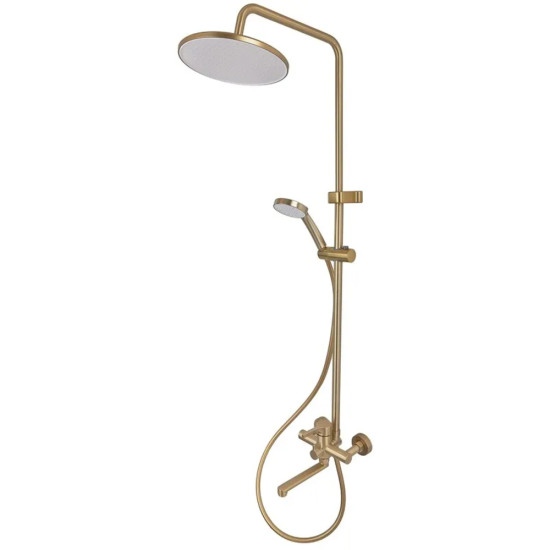 Душова колона із змішувачем ZERIX REX-009-J BRUSHED GOLD із нерж. сталі (Колір матове золото) (ZX6125)