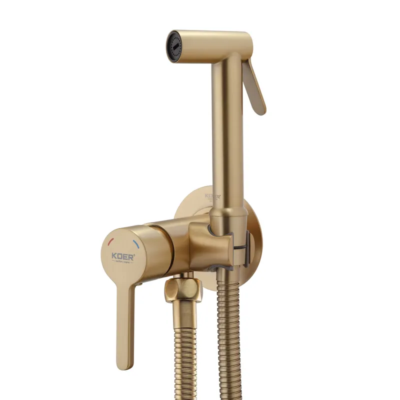Смеситель для гигиенического душа Koer KB-23029-12 Цвет матовое золото (KR5504)