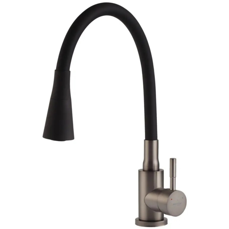 Змішувач для кухні з нерж. сталі SUS304 MIXXUS SEO-011-T GRAPHITE REFL.BLACK (Колір графіт + силік. вилив чорний) (MI8434)