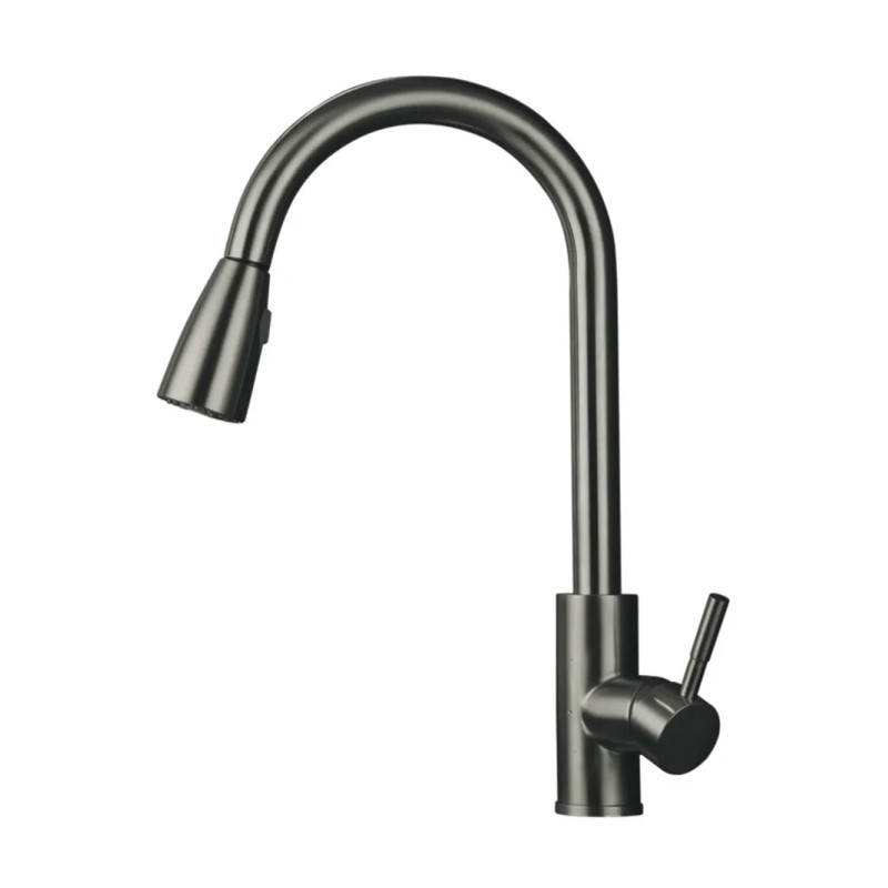 Смеситель для кухни Mixxus SUS-014-B Graphite с выдвижной лейкой из нерж.стали (MI6564)
