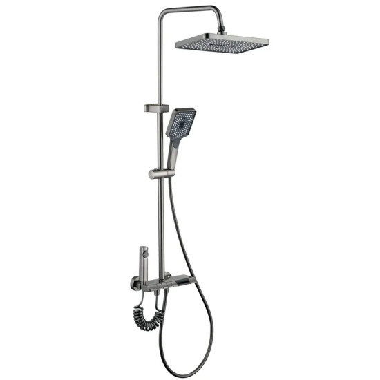 Душевая колонна со смесителем Mixxus Premium RIVIERA 009-J GRAPHITE с кнопкой переключения, 4 режима (MI6835)