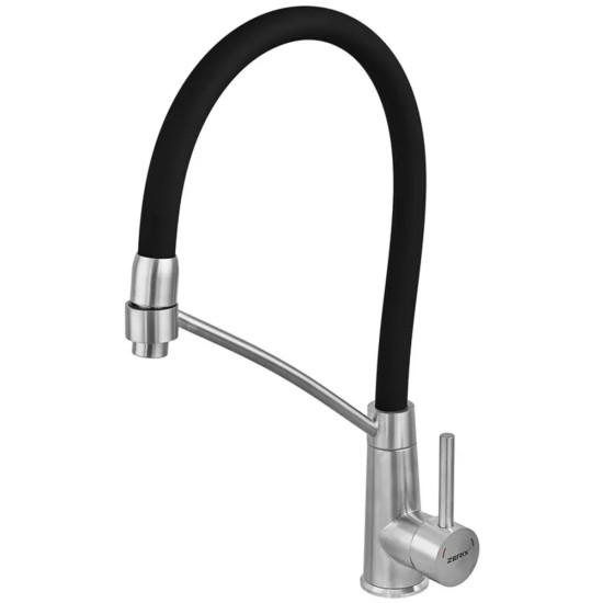 Смеситель для кухни ZERIX FUL-017 REFL.BLACK с силиконовым изливом, из нерж.стали SUS304 (излив черный) (ZX5992)
