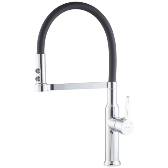 Змішувач для кухні MIXXUS PREMIUM PULL 017 REFL.BLACK (Колір хром+силік. вилив чорний) (MI8277)