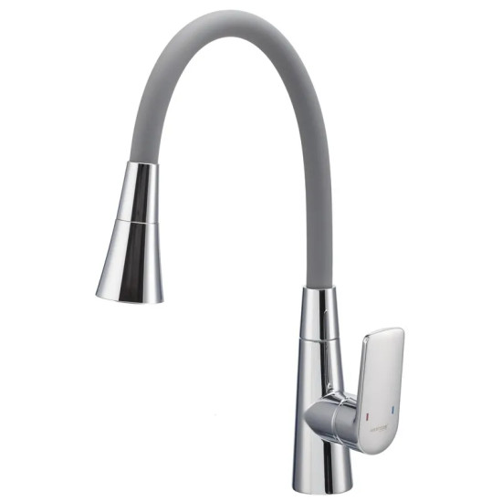 Смеситель для кухни Mixxus Premium Matis 011-T (NUT) Refl.Gray (Цвет хром+силик.излив серый) (MI8267)