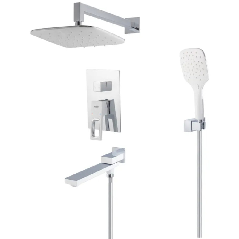 Душевая система встраиваемая KOER KB-66009-04 3 функции (Цвет хром+белый) (KR5990)