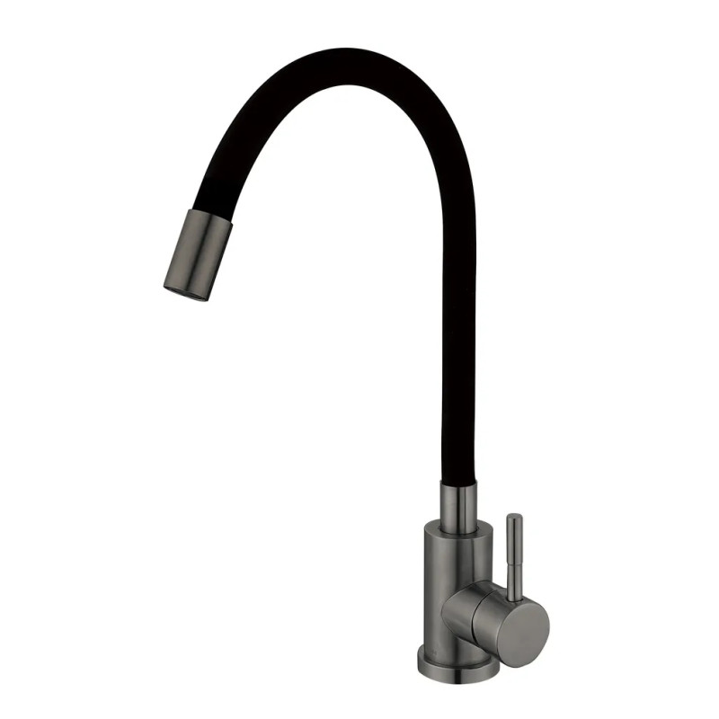 Змішувач для кухні Mixxus SEO-011 Graphite Refl.Black із силіконовим виливом (MI6566)