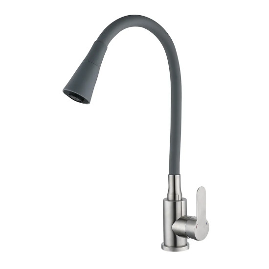 Смеситель для кухни Mixxus DAX-011 REFL.Gray с силиконовым изливом (MI6560)