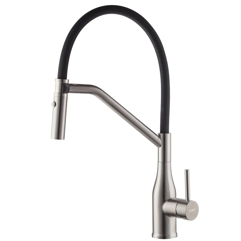 Смеситель для кухни Koer KI-70026-02 с черным силиконовым изливом (KR5209)
