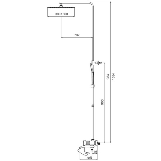 Душевая колонна со смесителем Koer KB-56007-01 (Цвет хром) (KR3460)