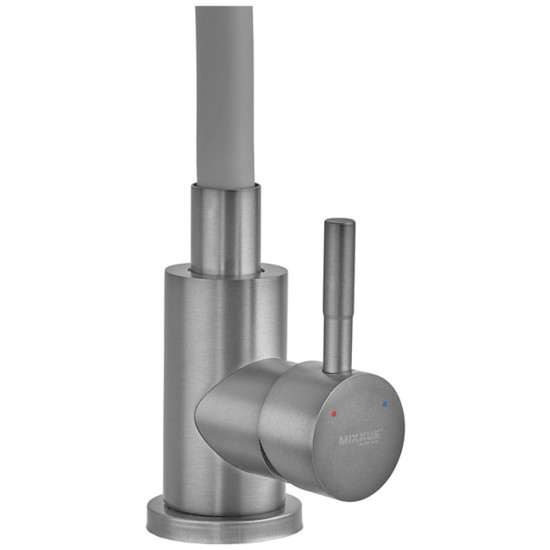 Змішувач для кухні MIXXUS SEO-011 GRAPHITE REFL.GRAY з гнучким виливом із нерж. сталі SUS304 (Колір графіт + вилив сірий) (MI8225)