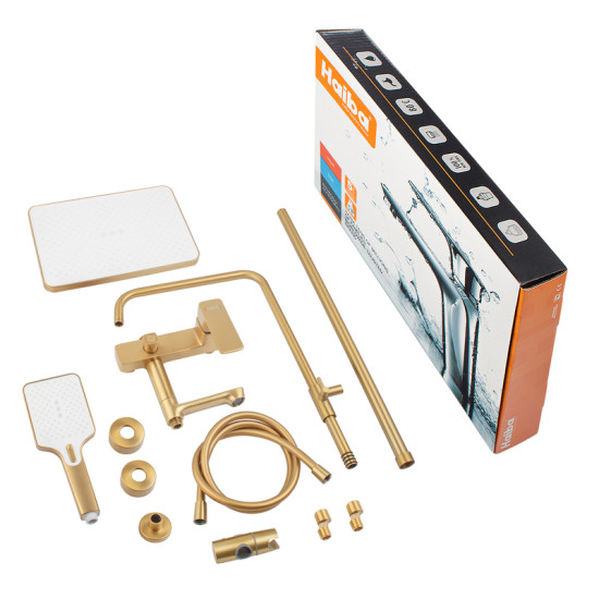 Душевая колонна со смесителем Haiba KUBUS 009-J BRUSHED GOLD (HB9627)