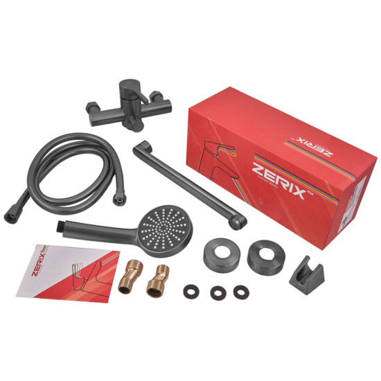 Змішувач для ванни ZERIX REX-006 (EURO) GRAPHITE з нерж. сталі (Колір графіт) (ZX6120)
