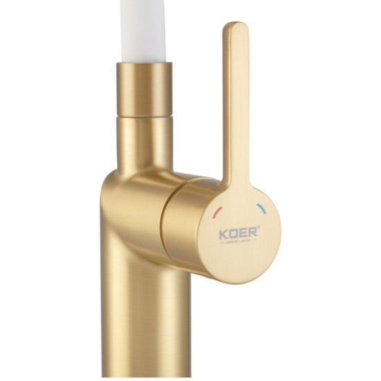 Смеситель для кухни Koer KB-70029-12 (Цвет матовое золото+сил.излив белый) (KR5958)