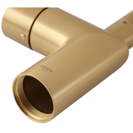 Смеситель для кухни Koer KB-70029-12 (Цвет матовое золото+сил.излив белый) (KR5958)