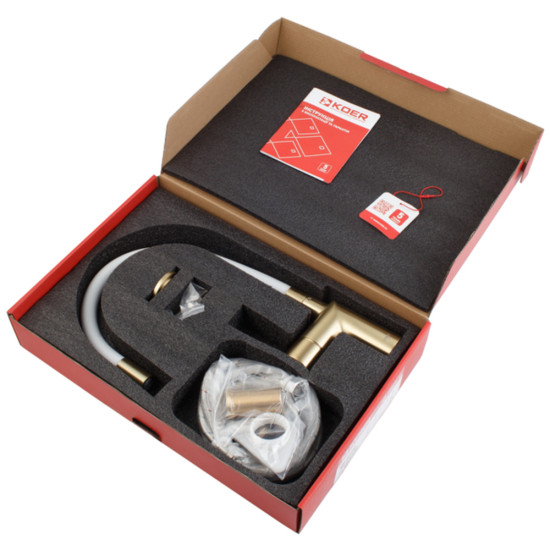 Смеситель для кухни Koer KB-70029-12 (Цвет матовое золото+сил.излив белый) (KR5958)