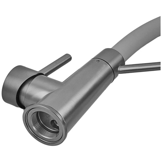 Змішувач для кухні ZERIX FUL-017 GRAPHITE REFL.GRAY з силіконовим зливом, з нерж.сталі SUS304 (колір графіт, сірий вилив) (ZX5996)