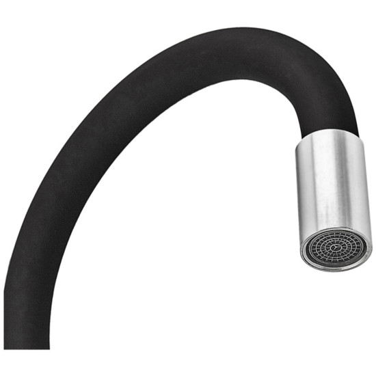 Змішувач для кухні ZERIX REX-011 CHROME REFL.BLACK з нерж. сталі (Колір хром+силіконовий вилив чорний) (ZX6127)