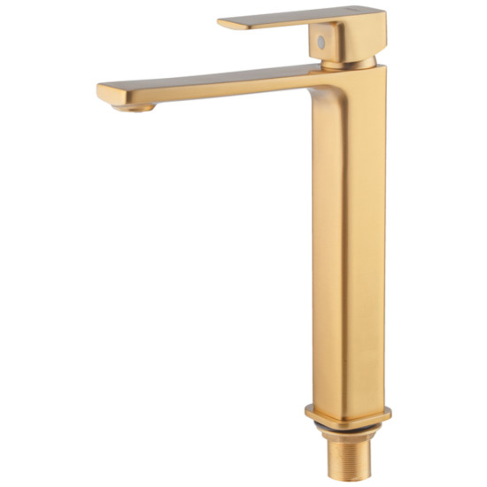 Смеситель для умывальника высокий Haiba KUBUS 001 (HIGH) BRUSHED GOLD (HB9623)