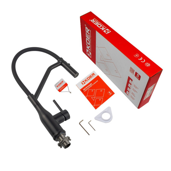 Смеситель для кухни Koer KI-70026-05 с черным силиконовым изливом (KR5210)