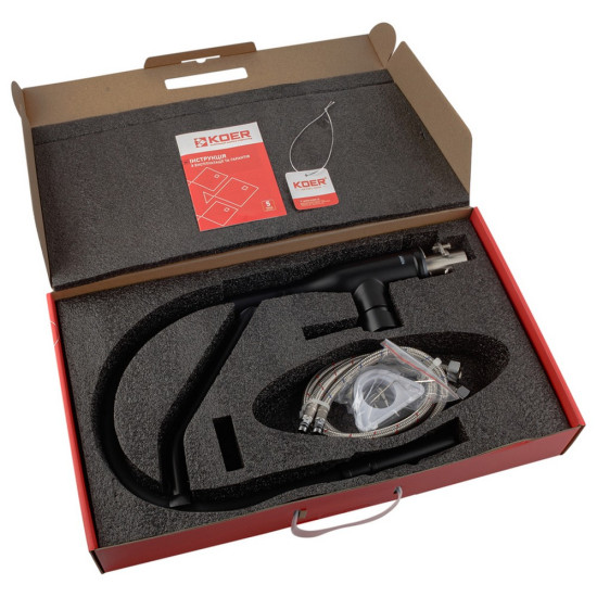 Смеситель для кухни Koer KI-70026-05 с черным силиконовым изливом (KR5210)