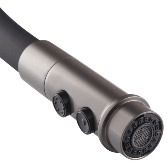 Змішувач для кухні MIXXUS PREMIUM PULL 017 GRAPHITE REFL.BLACK (Колір графіт + силік. вилив чорний) (MI8278)