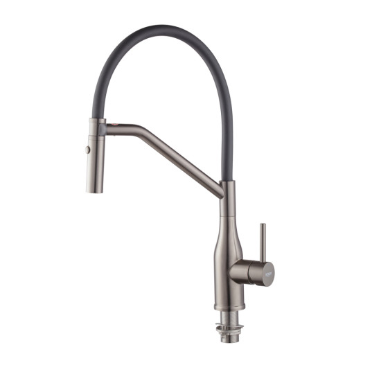 Смеситель для кухни Koer KI-70026-07 с черным силиконовым изливом (KR5211)