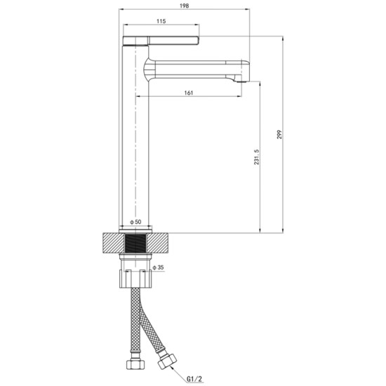 Змішувач для умивальника MIXXUS PREMIUM VERDI 001 HIGH (MI8241)