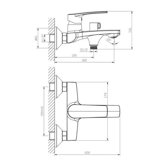 Смеситель для ванны Haiba Troya 009 Euro (HB9661)