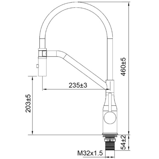 Смеситель для кухни Koer KI-70026-02 с черным силиконовым изливом (KR5209)