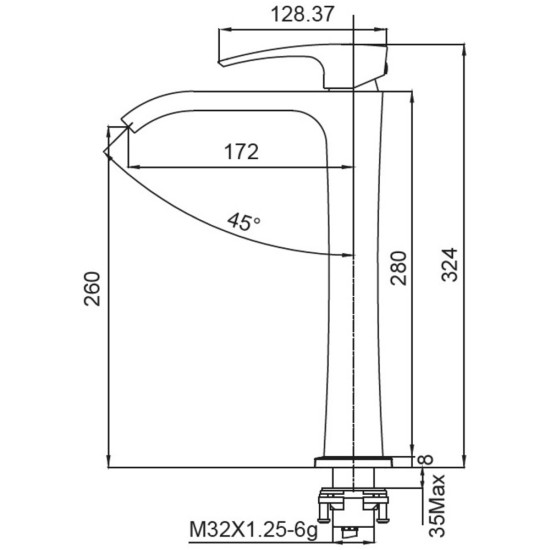 Смеситель для умывальника Koer KB-13007-01 высокий (Цвет хром) (KR3444)