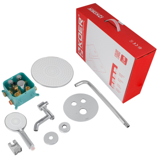 Встраиваемая душевая система с термостатом Koer KB-67012-01 (Цвет хром) (KR4728)