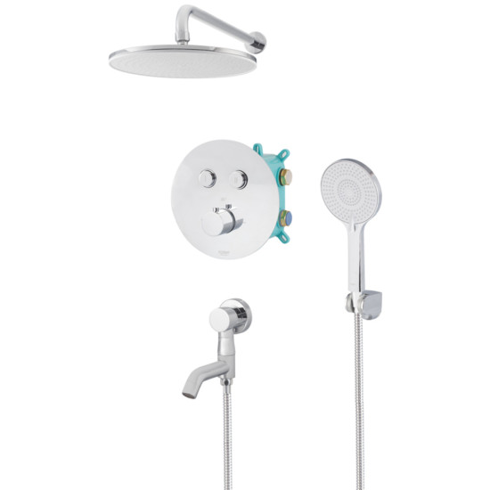 Вбудована душова система з термостатом Koer KB-67012-01 (Колір хром) (KR4728)