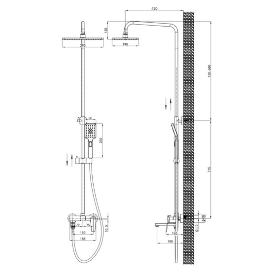 Душевая колонна со смесителем Mixxus Premium Rubens 009-J (MI8255)