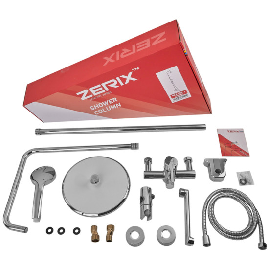 Душова колона із змішувачем ZERIX REX-009-J CHROME із нерж. сталі (Колір хром) (ZX6124)