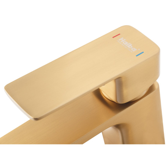 Змішувач для умивальника Haiba Kubus 001 BRUSHED GOLD (HB9622)