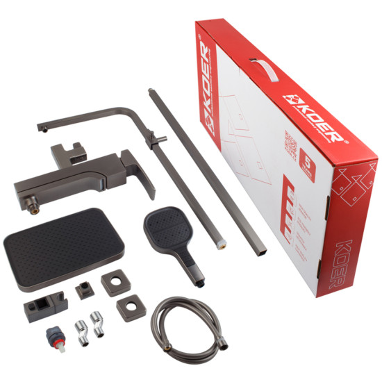 Душевая колонна со смесителем KOER KB-56037-07 3 функции (Цвет графит) (KR6002)