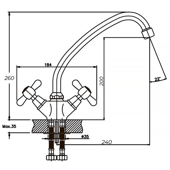Смеситель для кухни Haiba Dominox 271 (HB0077)