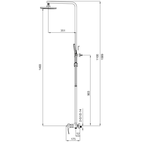 Душевая колонна со смесителем водопад Koer KB-58007-01 (Цвет хром) (KR3462)