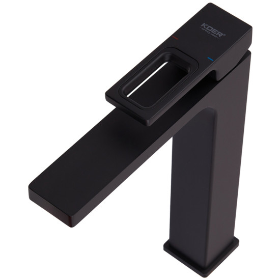 Смеситель для умывальника Koer KB-11009-05 высокий (Цвет черный) (KR3501)