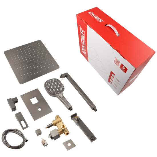 Душевая система встраиваемая KOER KB-66009-07 3 функции (Цвет графит) (KR5991)