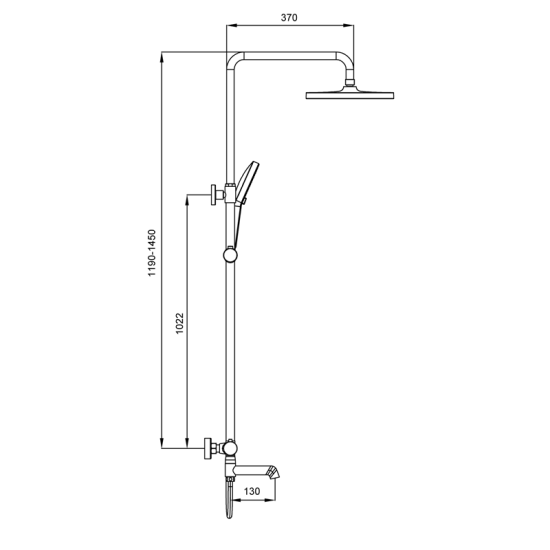 Душевая колонна с термостатическим смесителем KOER KB-57029-12, 3 функции (Цвет матовое золото) (KR5956)